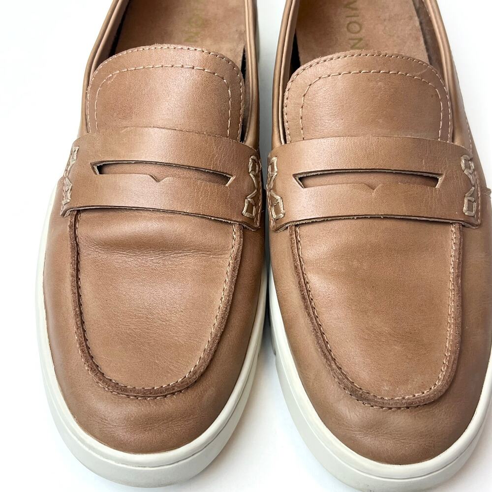 Vionic Uptown Leather Loafers Camel Comfort Travel Shoes Size 9 - Picture 3 of 9